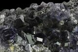 Purple Cuboctahedral Fluorite Crystals on Quartz - China #147077-3